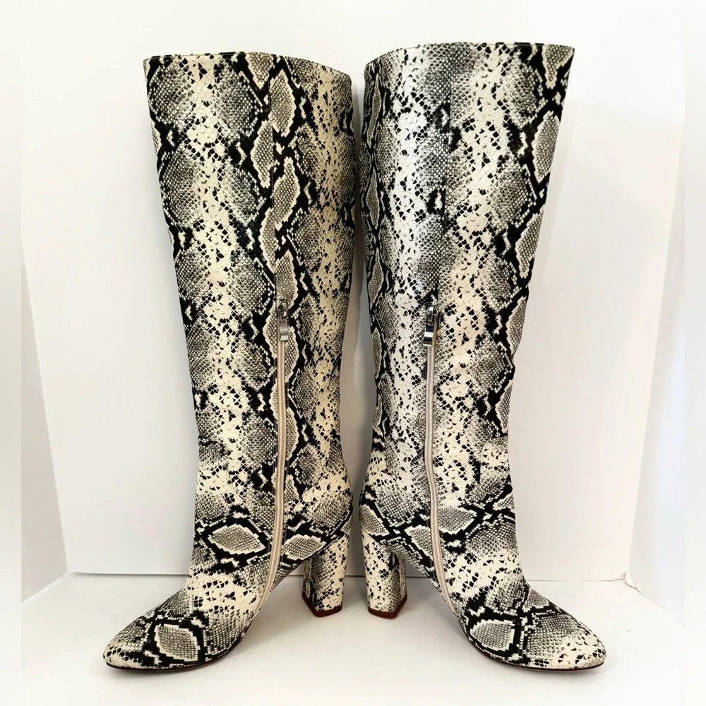 Pretty Little Thing Faux Snake Knee High Boots - Picture 3 of 11